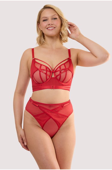 Eddie Ruby Red Crossover High Waist Thong