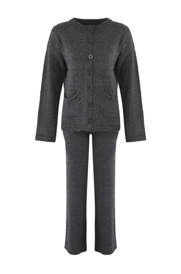Anthracite Soft Texture Knitwear Top-Bottom Set