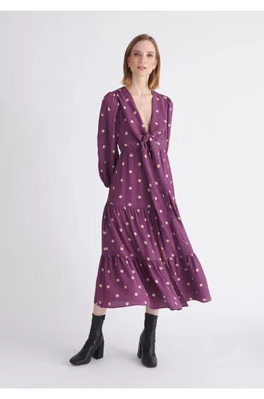 Tiered Hem Polka Dot Dress