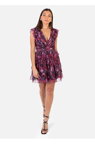 Anaya With Love Recycled Floral Flutter Sleeve Ruffled Mini Dress