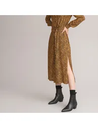 Animal Print Shirt Dress with Long Sleeves - 3