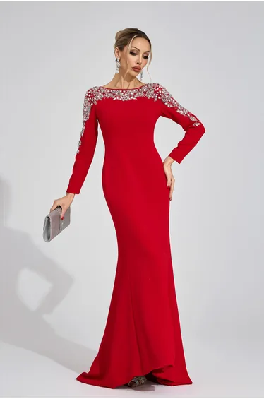 Carys Red Diamond Maxi Dress