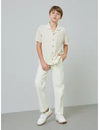 Kids Off-White Regular Pants with Drawstring