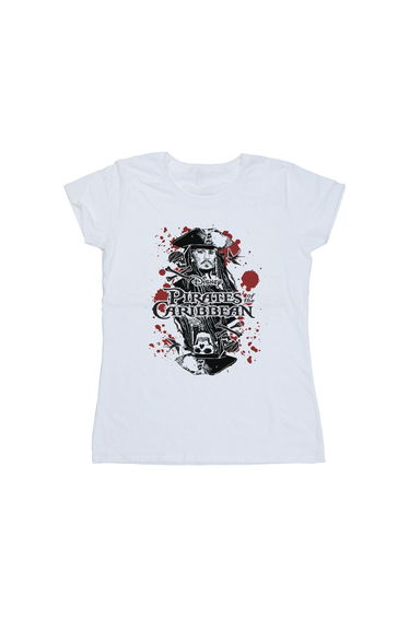 Pirates of the Caribbean Womens/Ladies Jack Sparrow Cotton T-Shirt - White