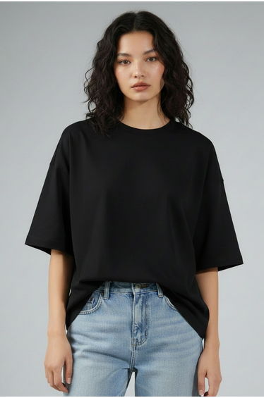 Black Oversized Drop Shoulder T-Shirt