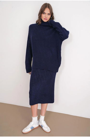 Mixray Oversize Ribbed Turtleneck Sweater