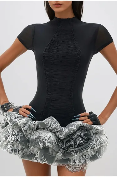 Deonte Ruch Lace Puffy Mini Dress