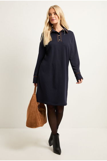 Petite Ponte Button Shift Dress