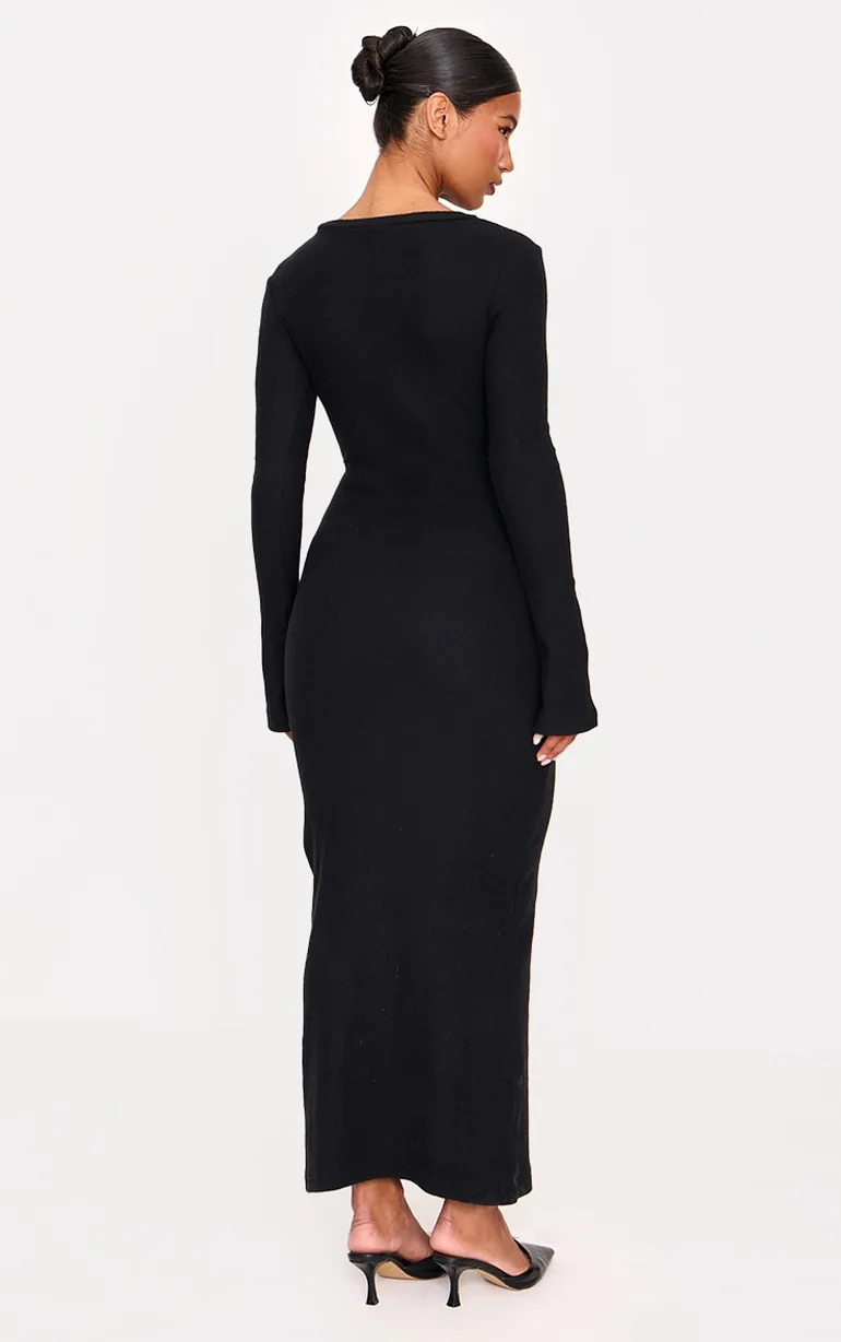 rib tie dress boohoo Women's Rib Tie Back Shift Dress in Black | Size: 8
