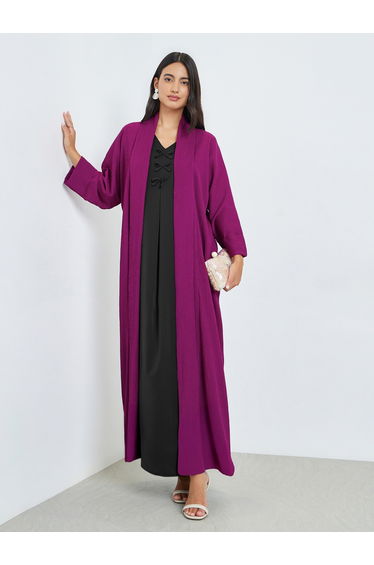 Purple Open Front A-Line Abaya