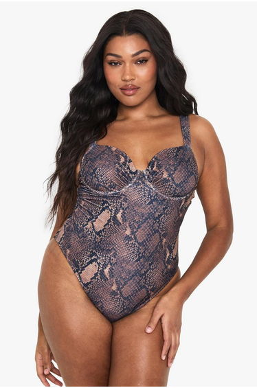 Plus Snake Print Underwire Swimsuit - snake