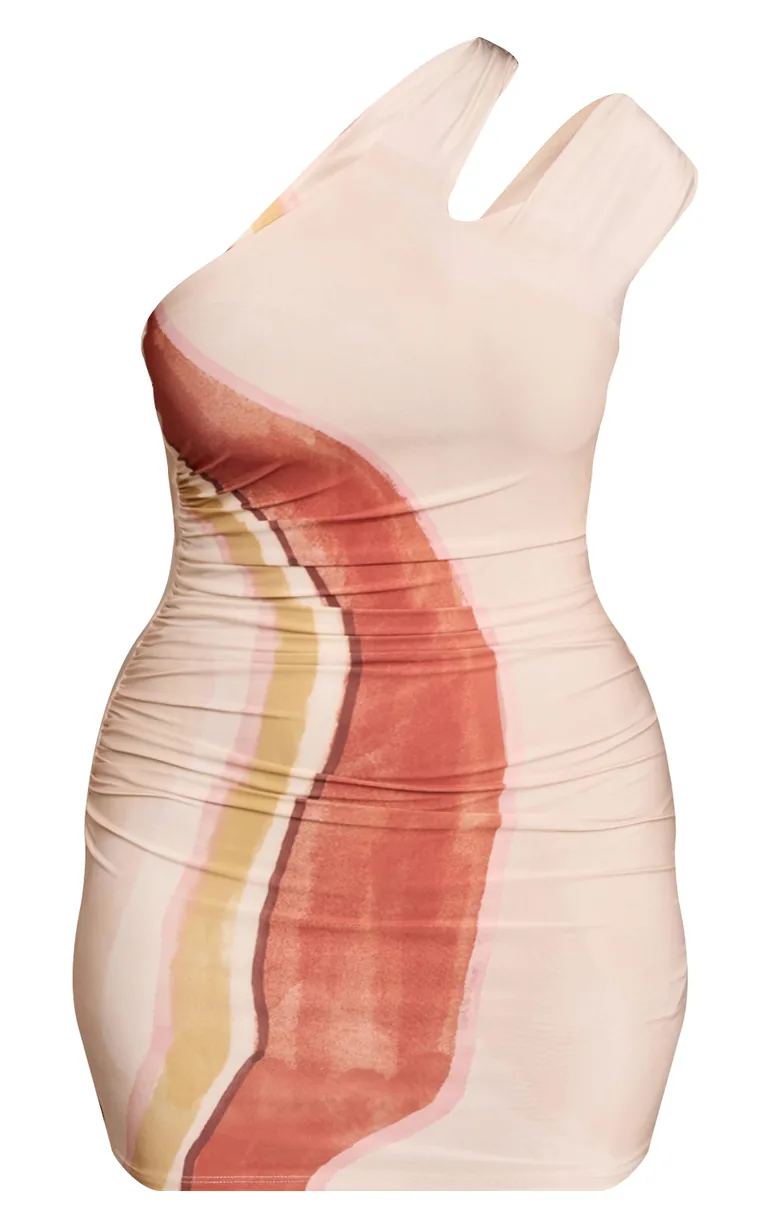 one shoulder marble dress Elegant One-Shoulder Marble Print Chiffon Maxi Dress Likemychoice