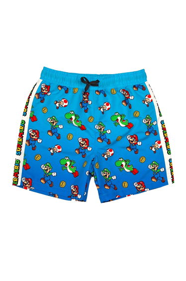 Super Mario Boys Swim Shorts - Blue/Green/Red
