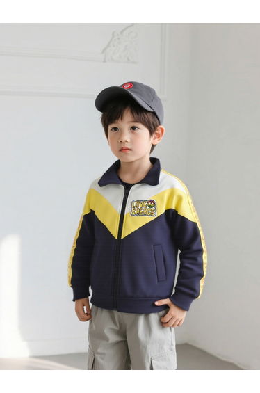 Color Block Zip Up Long Sleeve Jacket