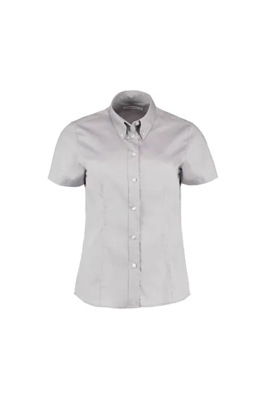 Kustom Kit Ladies Corporate Oxford Short Sleeve Shirt - Silver Grey