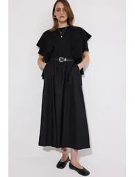 ELASTICATED WAIST LINEN SKIRT - 1