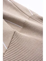 Knit Contrast Stripes Print Long Sleeve Dress - 2