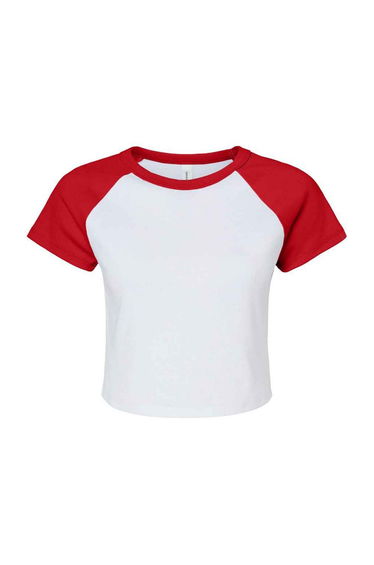 Bella + Canvas Womens/Ladies Raglan Crop T-Shirt - White/Red