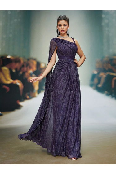 Leely Women's Elegant Asymmetrical Neck Prom Dress
