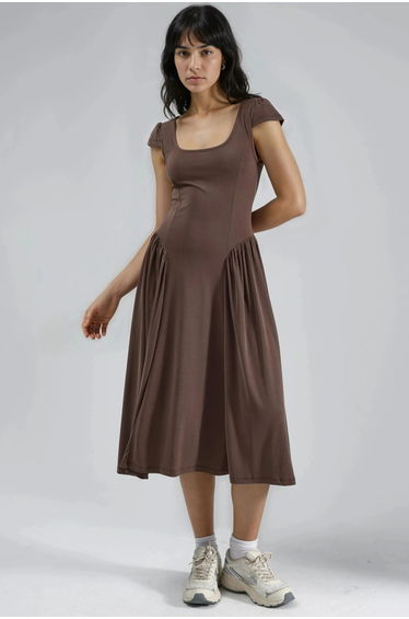 BUSEM Paneled Knit Midi Dress