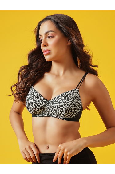 Padded Non-Wired Full Coverage Animal Print T-shirt Bra