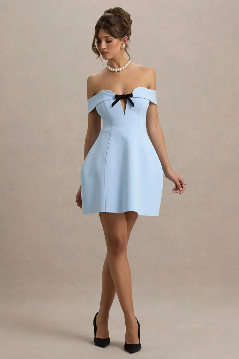 Lavender | Cornflower Blue Sweetheart Mini Dress With Bow Detail Club L  London : Party Dresses : VogaCloset Kuwait