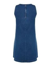 Blue Denim Column Mini Slip Dress - 6