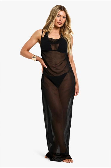 Beachwear Essentials Cowl Neck Maxi Dress - black
