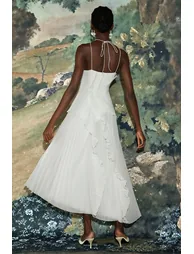 Pleated Frill Halter Neck Midi Dress - 1