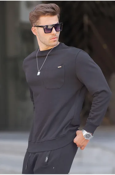 Black Regular Fit Basic Sweatshirt