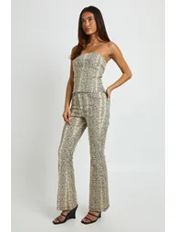 Mid Waist Zebra Flared Jean - zebra - 1