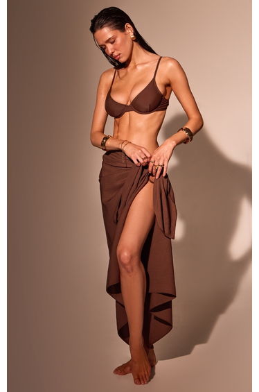 Espresso Linen Look Rectangle Sarong
