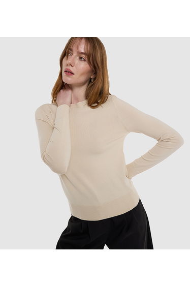 BCBG BASIC ROUND NECK FLAT KNIT SWEATER