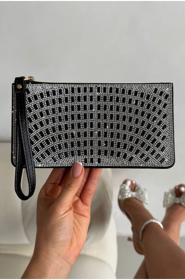 Lemonade Crystal Disco Ball Clutch Purse Black