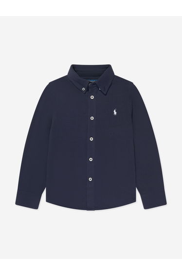 Boys Mesh Sport Shirt in Navy