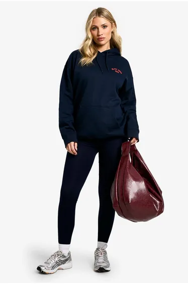 Maternity In My Mom Era Slogan Hoodie & Legging Set - navy