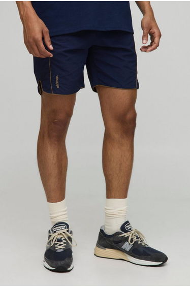 Elasticated Waist Relaxed Crinkle Nylon Pipped Shorts