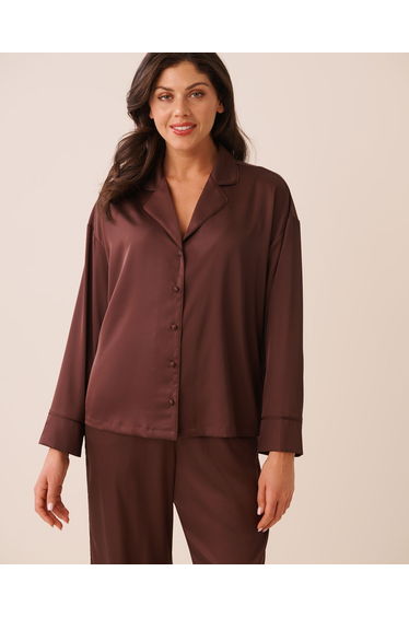 Satin Long Sleeve Button-down Shirt