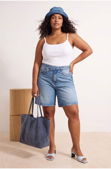Ecru Fitted/Body-Fitting Pool Collar Sleeveless Cotton Ribbed Knitted Plus Size Undershirt