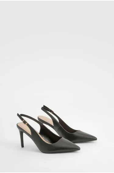 Mid Height Slingback Court Shoes - black
