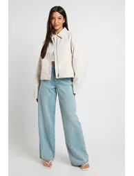 Boxy Short Trench Jacket - light grey