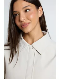 Boxy Short Trench Jacket - light grey - 3