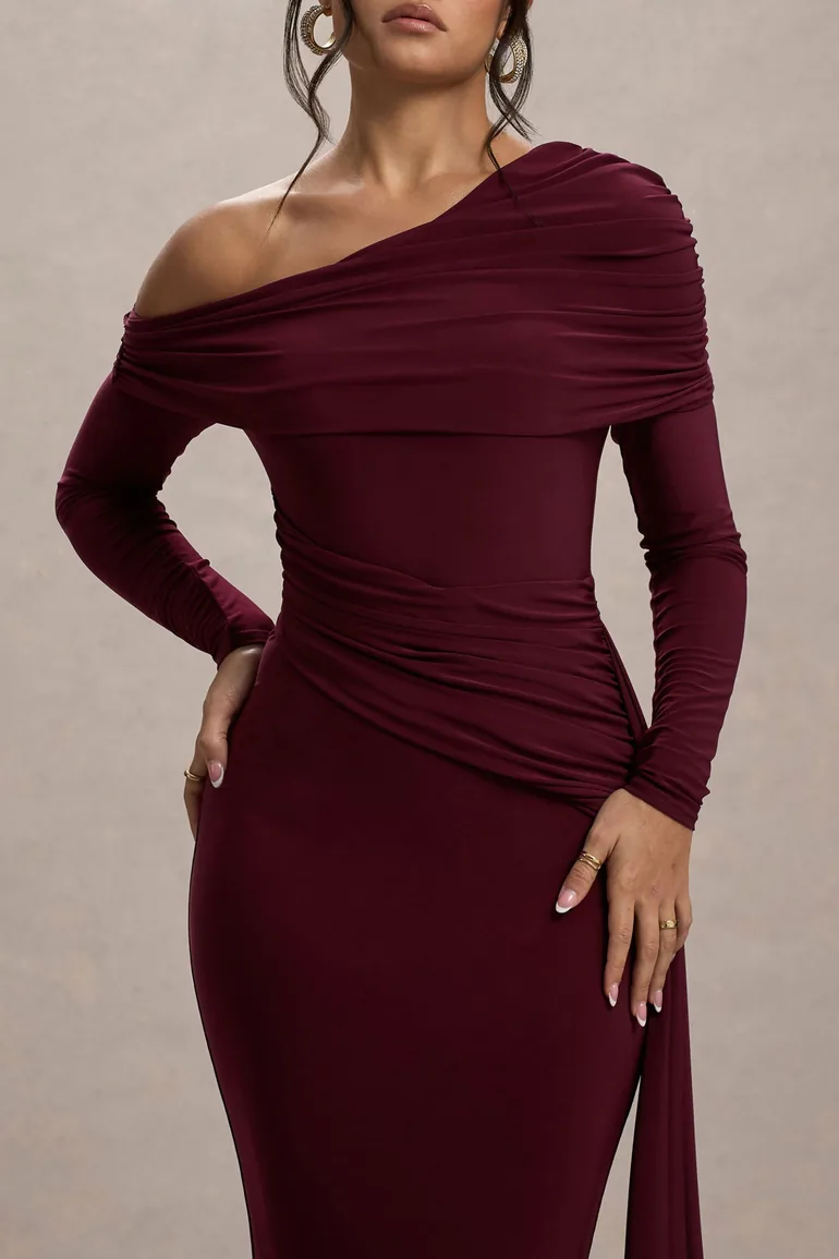 shape burgundy ruched side strappy bodycon dress Strappy V Neck Frill Edge Ruched Mini Bodycon Dress In Burgundy Mesh | EGO US
