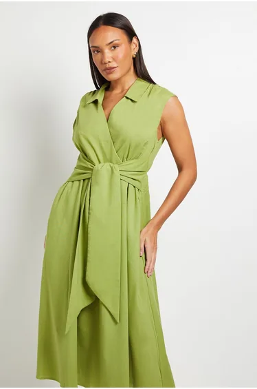 Principles Linen Blend Belted Midi Dress