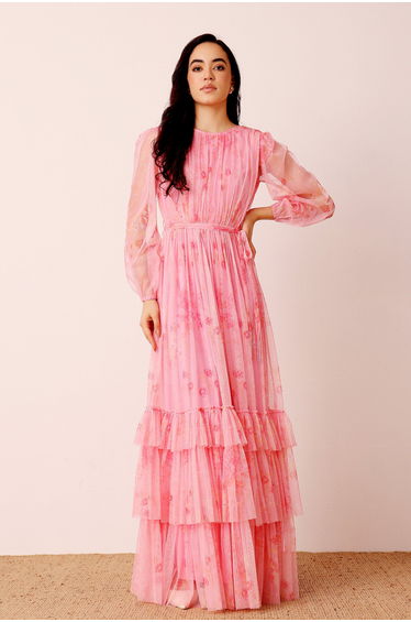 Rebecca Maxi Dress in Pink Floral