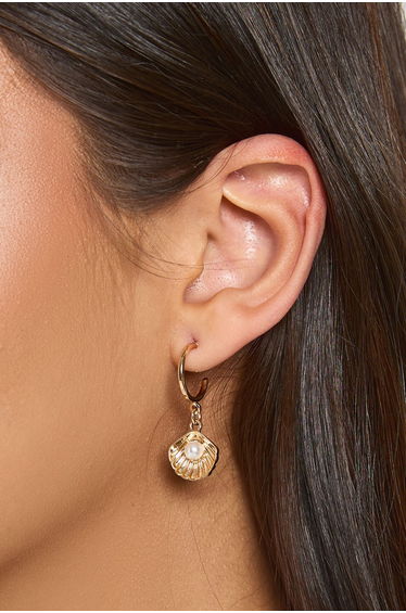 Ocean Detail Stacking Earrings 7 Pack - gold