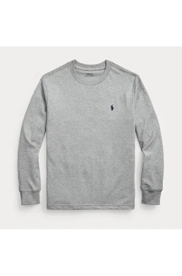 Embroidered Logo Cotton T-Shirt with Long Sleeves