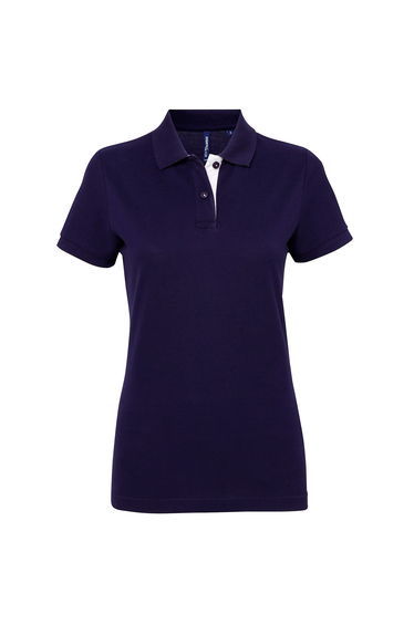 Asquith & Fox Womens/Ladies Short Sleeve Contrast Polo Shirt - Navy/White