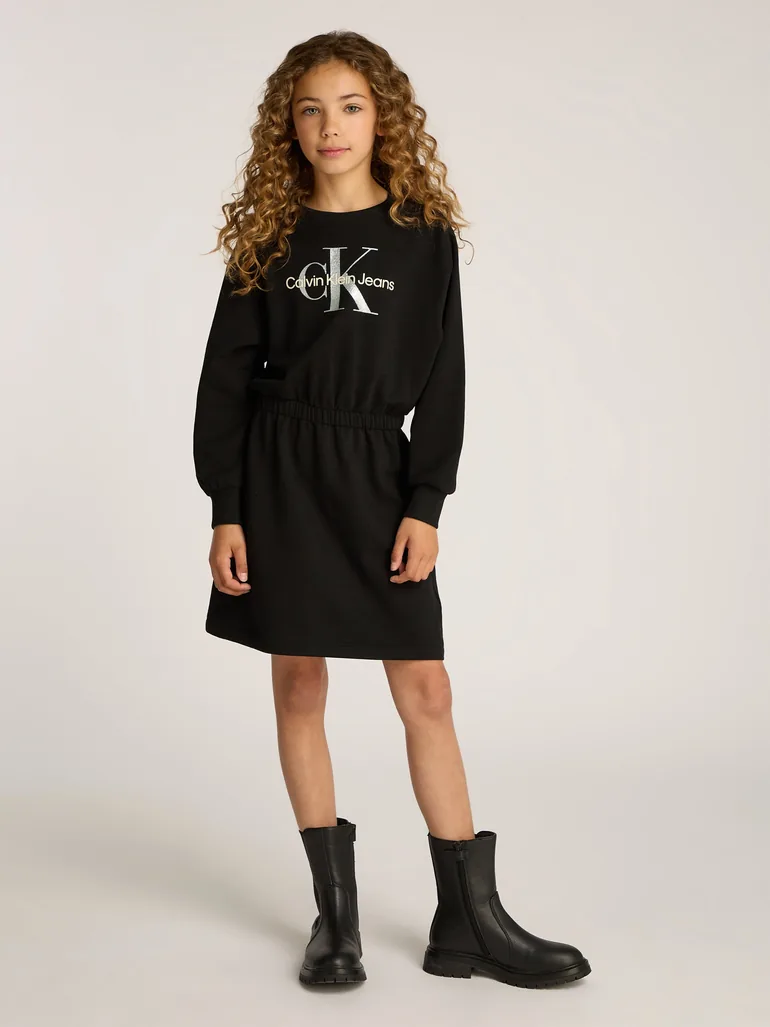Girls Glitter Monologo Sweater Dress in Black Calvin Klein : Dresses : VogaCloset Oman Girls Glitter Monologo Sweater Dress in Black Calvin Klein : Dresses : VogaCloset Oman