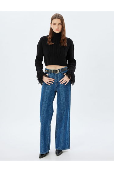 X Zeynep Bastık - Tassel Crop Knitwear Sweater Turtleneck Long Sleeve
